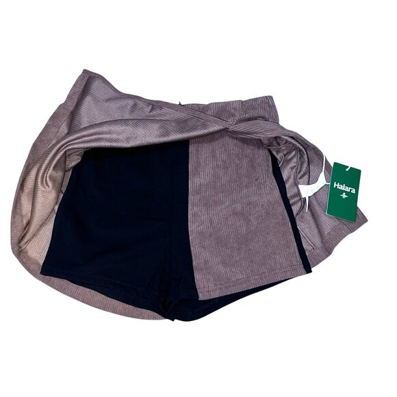 Halara High Waisted Back Zipper Split Hem 2-in-1 Corduroy Casual Skirt Sz XS Bro - Picture 4 of 9